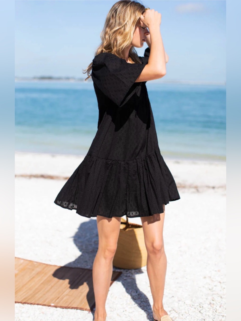 Emerson Fry India Collection Isla Black Swiss Dot Organic Cotton Dress - Picture 4 of 9